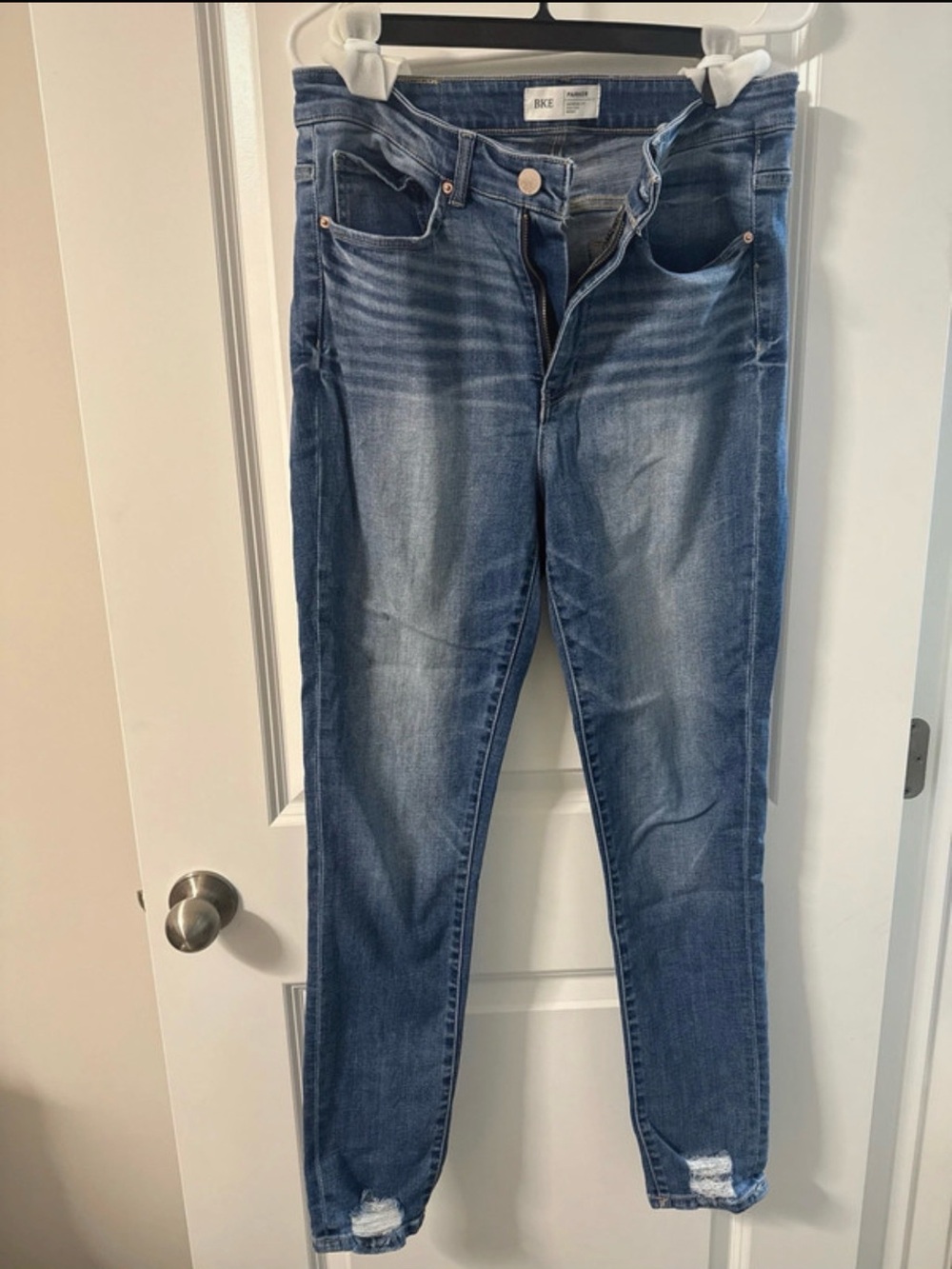 Parker Women's Medium Blue Skinny Jeans with Faded Whiskering